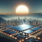 Symbolbild Stadt mit Solar-Versorgung